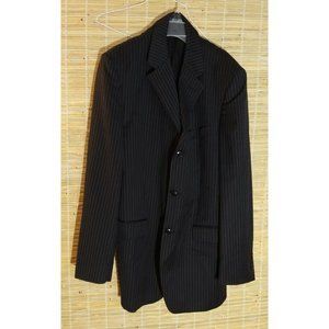 Jones New York 40L Men's Sport Coat Black w Pinstripes100% Wool 3-Button  B-401